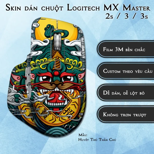 Skin dán chuột Logitech MX Master 2, 2s, 3, 3s mẫu Huyết Thú Thần Chú