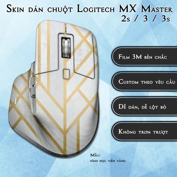 Skin dán chuột Logitech MX Master 2, 2s, 3, 3s mẫu hình học viền vàng