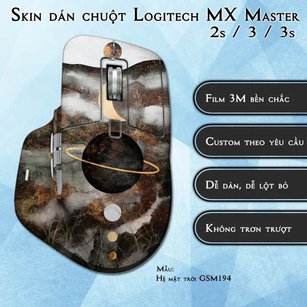 Skin dán chuột Logitech MX Master 2, 2s, 3, 3s mẫu Hệ mặt trời GSM194