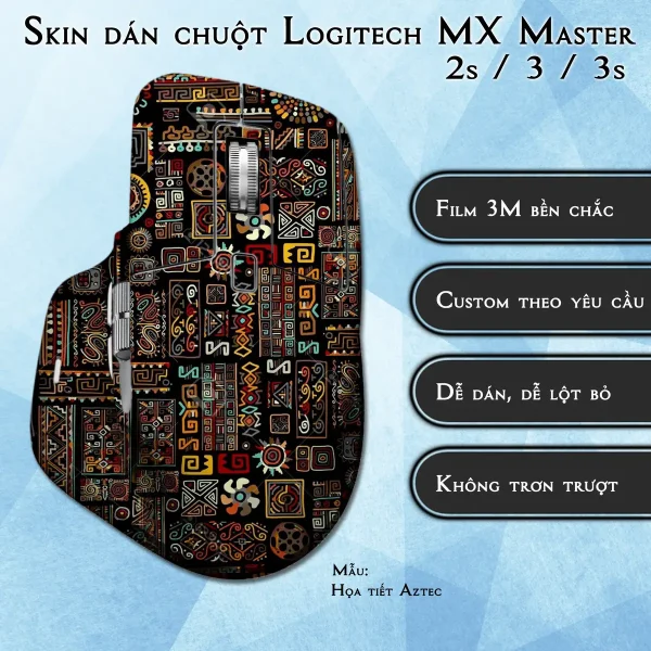 Skin dán chuột Logitech MX Master 2, 2s, 3, 3s mẫu Họa tiết Aztec
