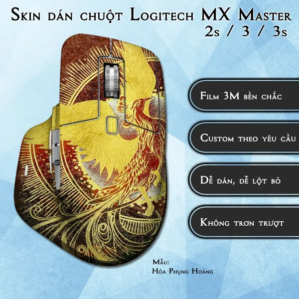 Skin dán chuột Logitech MX Master 2, 2s, 3, 3s mẫu Hỏa Phụng Hoàng