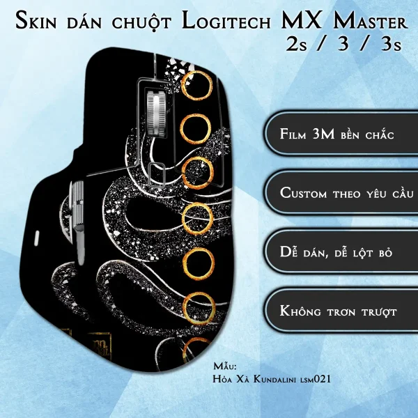 Skin dán chuột Logitech MX Master 2, 2s, 3, 3s mẫu Hỏa Xà Kundalini lsm021