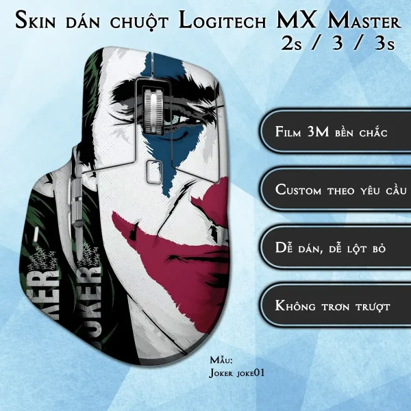 Skin dán chuột Logitech MX Master 2, 2s, 3, 3s mẫu Joker joke01