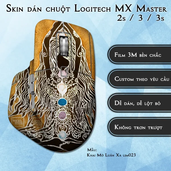Skin dán chuột Logitech MX Master 2, 2s, 3, 3s mẫu Khai Mở Luân Xa lsm023