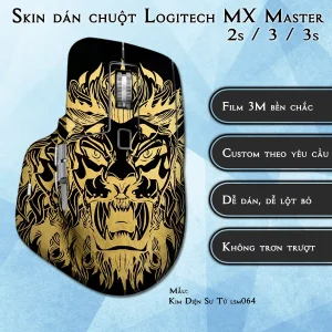 Skin dán chuột Logitech MX Master 2, 2s, 3, 3s mẫu Kim Diện Sư Tử lsm064