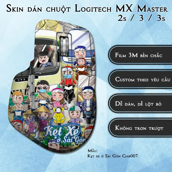 Skin dán chuột Logitech MX Master 2, 2s, 3, 3s mẫu Kẹt xe ở Sài Gòn Chib007