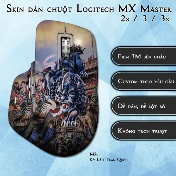 Skin dán chuột Logitech MX Master 2, 2s, 3, 3s mẫu Kỳ Lân Trấn Quốc