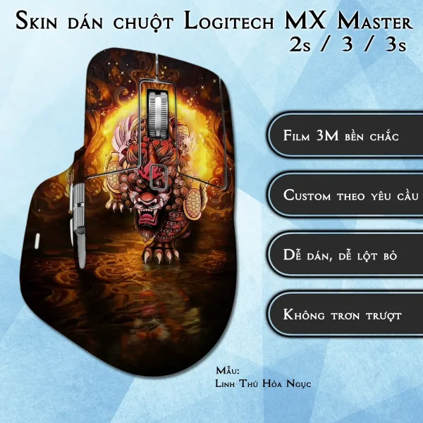 Skin dán chuột Logitech MX Master 2, 2s, 3, 3s mẫu Linh Thú Hỏa Ngục