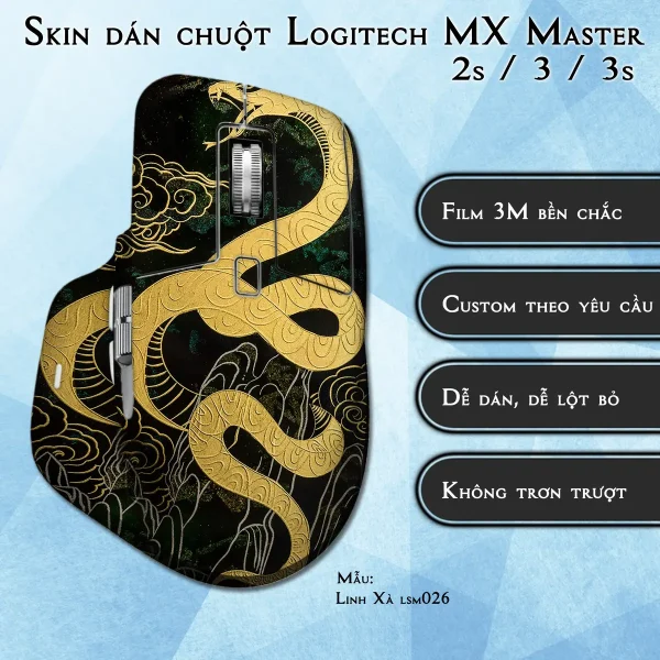 Skin dán chuột Logitech MX Master 2, 2s, 3, 3s mẫu Linh Xà lsm026