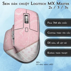 Skin dán chuột Logitech MX Master 2, 2s, 3, 3s mẫu LV hồng trắng lv021