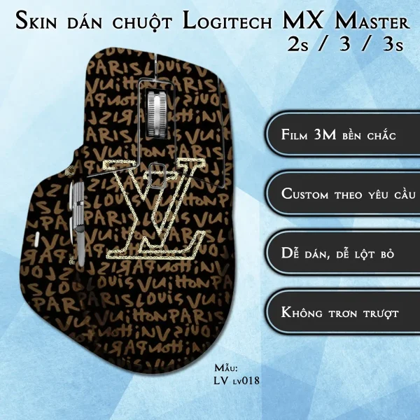 Skin dán chuột Logitech MX Master 2, 2s, 3, 3s mẫu LV lv018