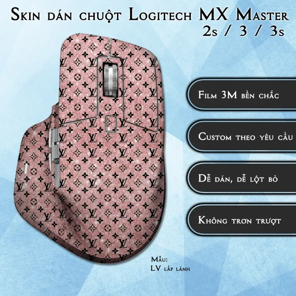 Skin dán chuột Logitech MX Master 2, 2s, 3, 3s mẫu LV lấp lánh