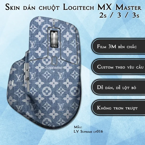 Skin dán chuột Logitech MX Master 2, 2s, 3, 3s mẫu LV Supreme lv016