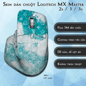 Skin dán chuột Logitech MX Master 2, 2s, 3, 3s mẫu LV xanh