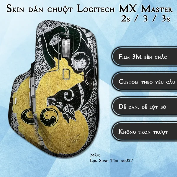 Skin dán chuột Logitech MX Master 2, 2s, 3, 3s mẫu Lợn Sung Túc lsm027
