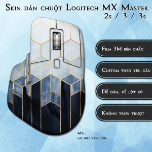 Skin dán chuột Logitech MX Master 2, 2s, 3, 3s mẫu lục giác xanh đen