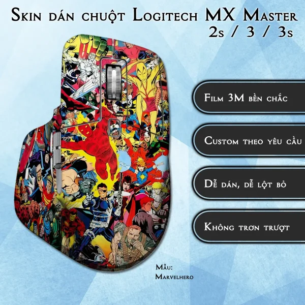Skin dán chuột Logitech MX Master 2, 2s, 3, 3s mẫu Marvelhero