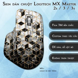 Skin dán chuột Logitech MX Master 2, 2s, 3, 3s mẫu mosaic đá đen trắng