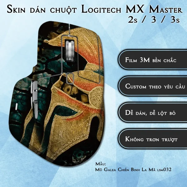 Skin dán chuột Logitech MX Master 2, 2s, 3, 3s mẫu Mũ Galea Chiến Binh La Mã lsm032