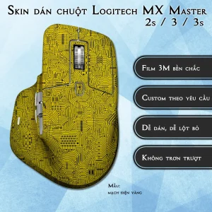 Skin dán chuột Logitech MX Master 2, 2s, 3, 3s mẫu mạch điện vàng