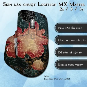 Skin dán chuột Logitech MX Master 2, 2s, 3, 3s mẫu Mẫu Đơn Phú Quý lsm065