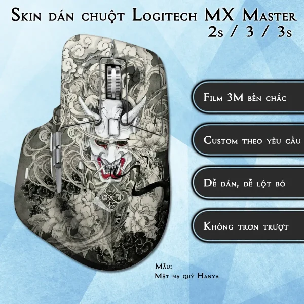 Skin dán chuột Logitech MX Master 2, 2s, 3, 3s mẫu Mặt nạ quỷ Hanya