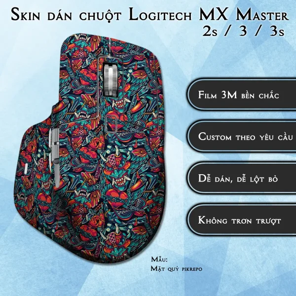 Skin dán chuột Logitech MX Master 2, 2s, 3, 3s mẫu Mặt quỷ pikrepo