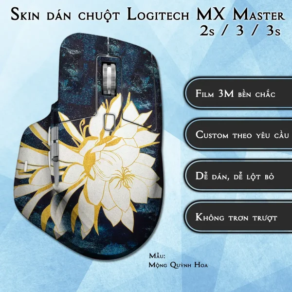 Skin dán chuột Logitech MX Master 2, 2s, 3, 3s mẫu Mộng Quỳnh Hoa