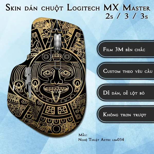Skin dán chuột Logitech MX Master 2, 2s, 3, 3s mẫu Nghệ Thuật Aztec lsm034