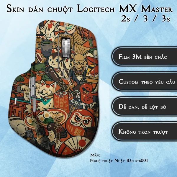 Skin dán chuột Logitech MX Master 2, 2s, 3, 3s mẫu Nghệ thuật Nhật Bản stb001
