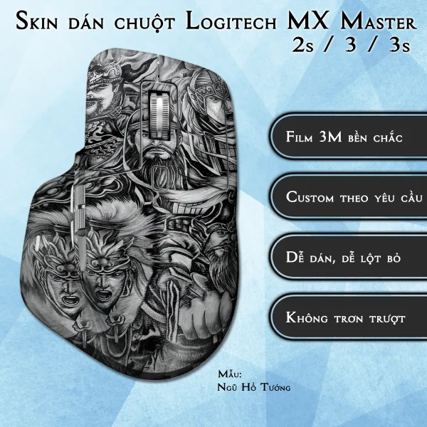 Skin dán chuột Logitech MX Master 2, 2s, 3, 3s mẫu Ngũ Hổ Tướng