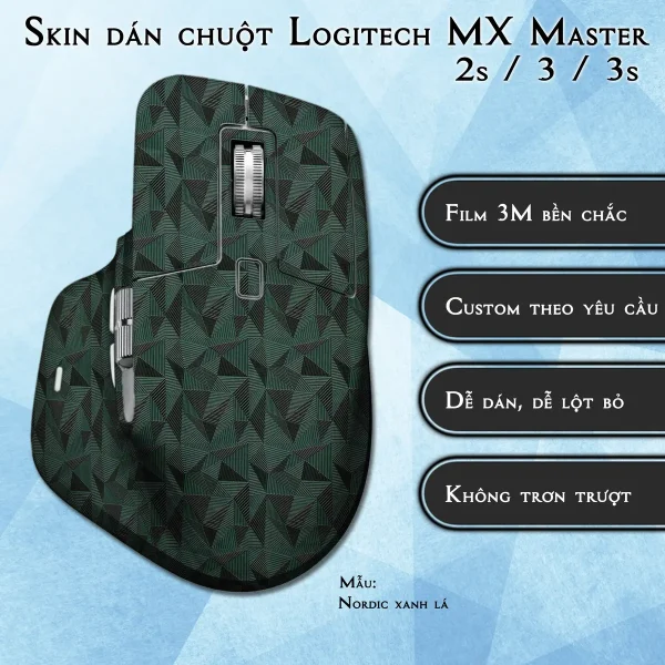 Skin dán chuột Logitech MX Master 2, 2s, 3, 3s mẫu Nordic xanh lá