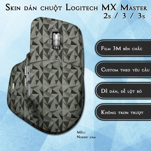 Skin dán chuột Logitech MX Master 2, 2s, 3, 3s mẫu Nordic xám