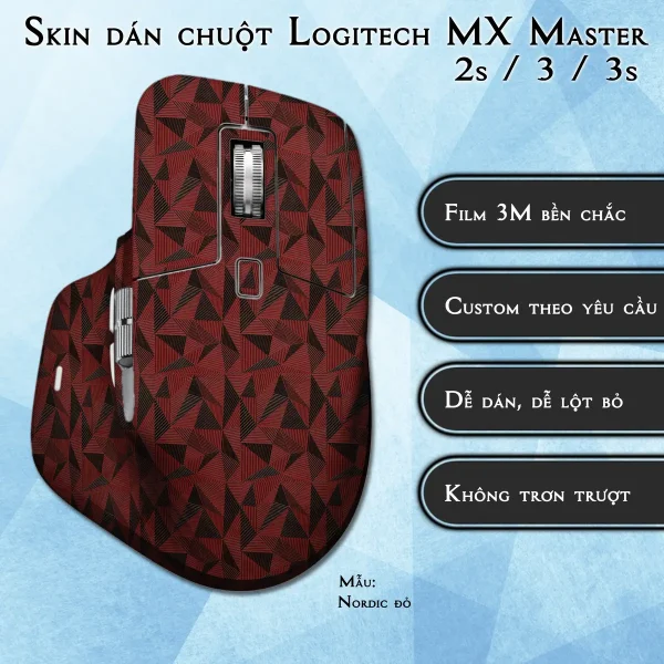 Skin dán chuột Logitech MX Master 2, 2s, 3, 3s mẫu Nordic đỏ