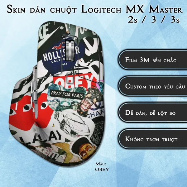 Skin dán chuột Logitech MX Master 2, 2s, 3, 3s mẫu OBEY