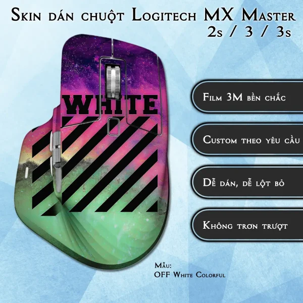 Skin dán chuột Logitech MX Master 2, 2s, 3, 3s mẫu OFF White Colorful