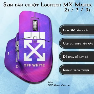 Skin dán chuột Logitech MX Master 2, 2s, 3, 3s mẫu OFF White hồng tím