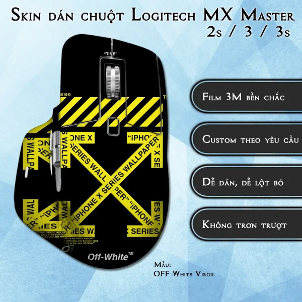 Skin dán chuột Logitech MX Master 2, 2s, 3, 3s mẫu OFF White Virgil