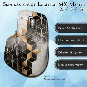 Skin dán chuột Logitech MX Master 2, 2s, 3, 3s mẫu Ombre cubes xám vàng