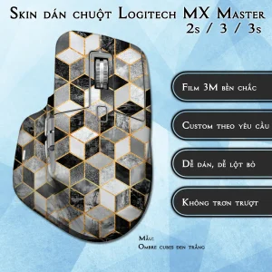 Skin dán chuột Logitech MX Master 2, 2s, 3, 3s mẫu Ombre cubes đen trắng