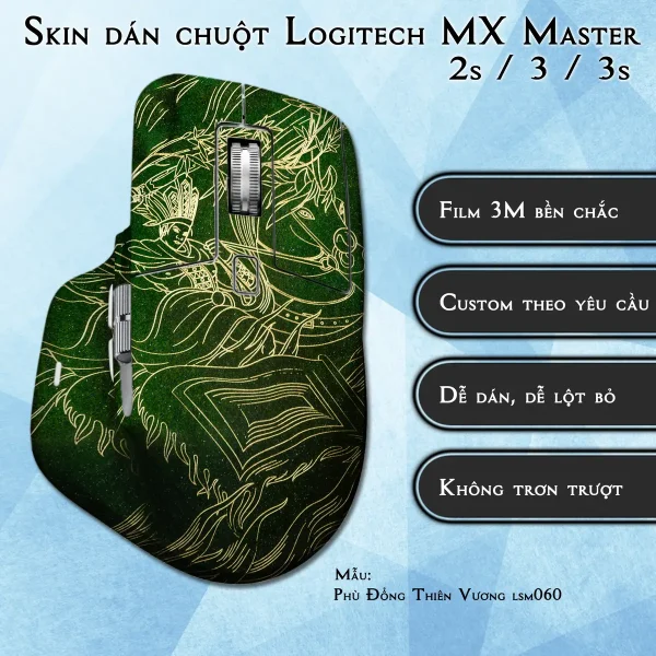 Skin dán chuột Logitech MX Master 2, 2s, 3, 3s mẫu Phù Đổng Thiên Vương lsm060