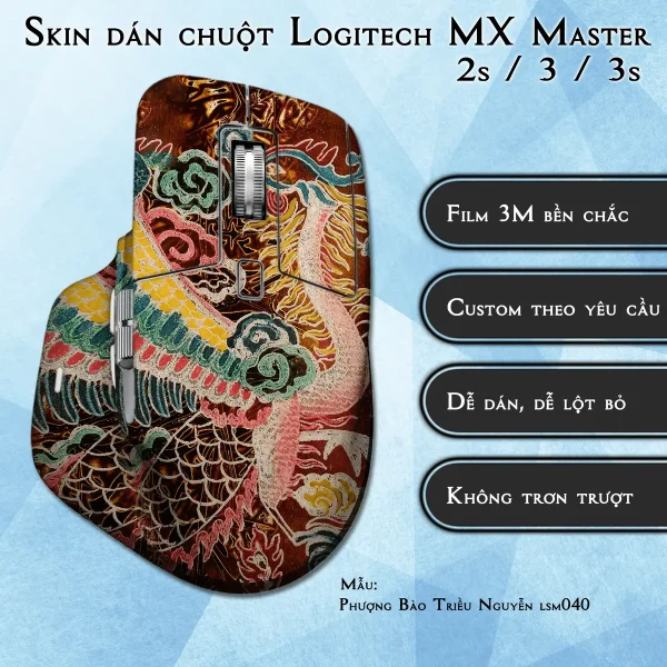 Skin dán chuột Logitech MX Master 2, 2s, 3, 3s mẫu Phượng Bào Triều Nguyễn lsm040