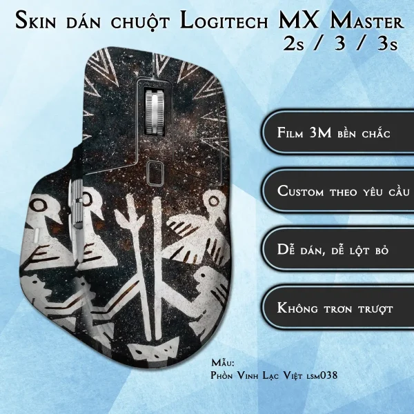 Skin dán chuột Logitech MX Master 2, 2s, 3, 3s mẫu Phồn Vinh Lạc Việt lsm038