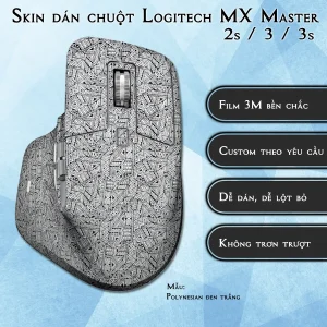 Skin dán chuột Logitech MX Master 2, 2s, 3, 3s mẫu Polynesian đen trắng