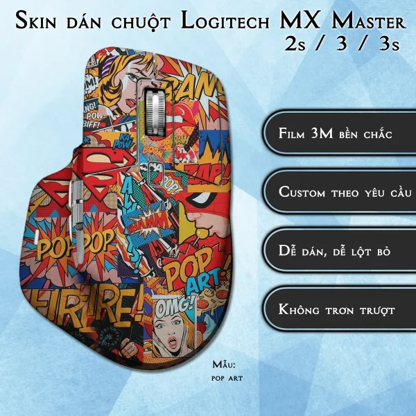 Skin dán chuột Logitech MX Master 2, 2s, 3, 3s mẫu pop art