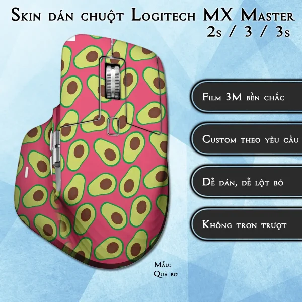 Skin dán chuột Logitech MX Master 2, 2s, 3, 3s mẫu Quả bơ