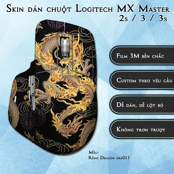 Skin dán chuột Logitech MX Master 2, 2s, 3, 3s mẫu Rồng Dragon dra011