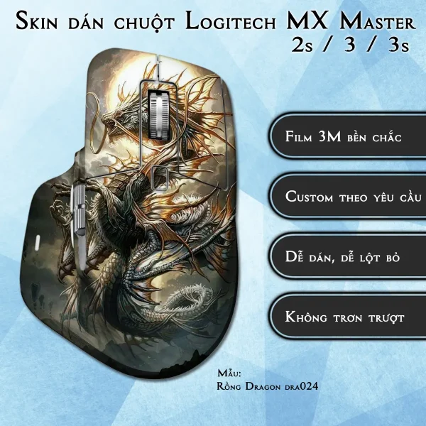 Skin dán chuột Logitech MX Master 2, 2s, 3, 3s mẫu Rồng Dragon dra024