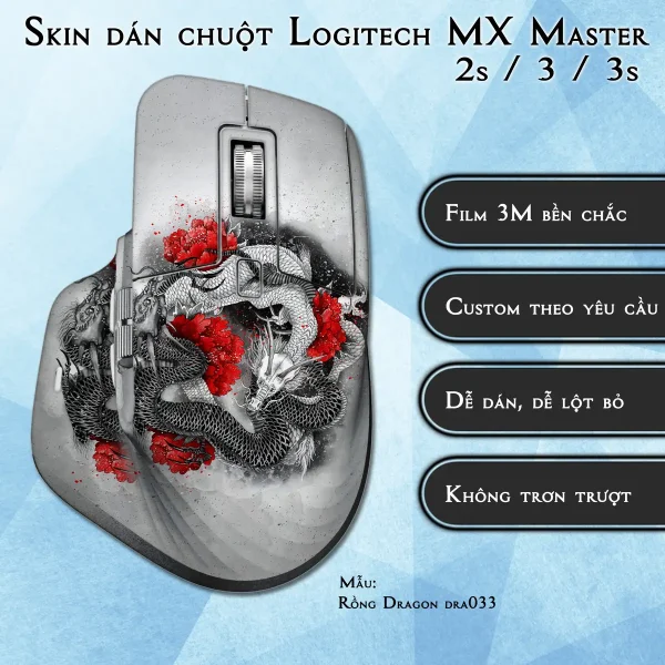Skin dán chuột Logitech MX Master 2, 2s, 3, 3s mẫu Rồng Dragon dra033