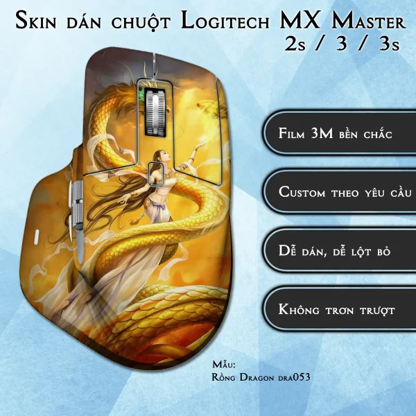 Skin dán chuột Logitech MX Master 2, 2s, 3, 3s mẫu Rồng Dragon dra053